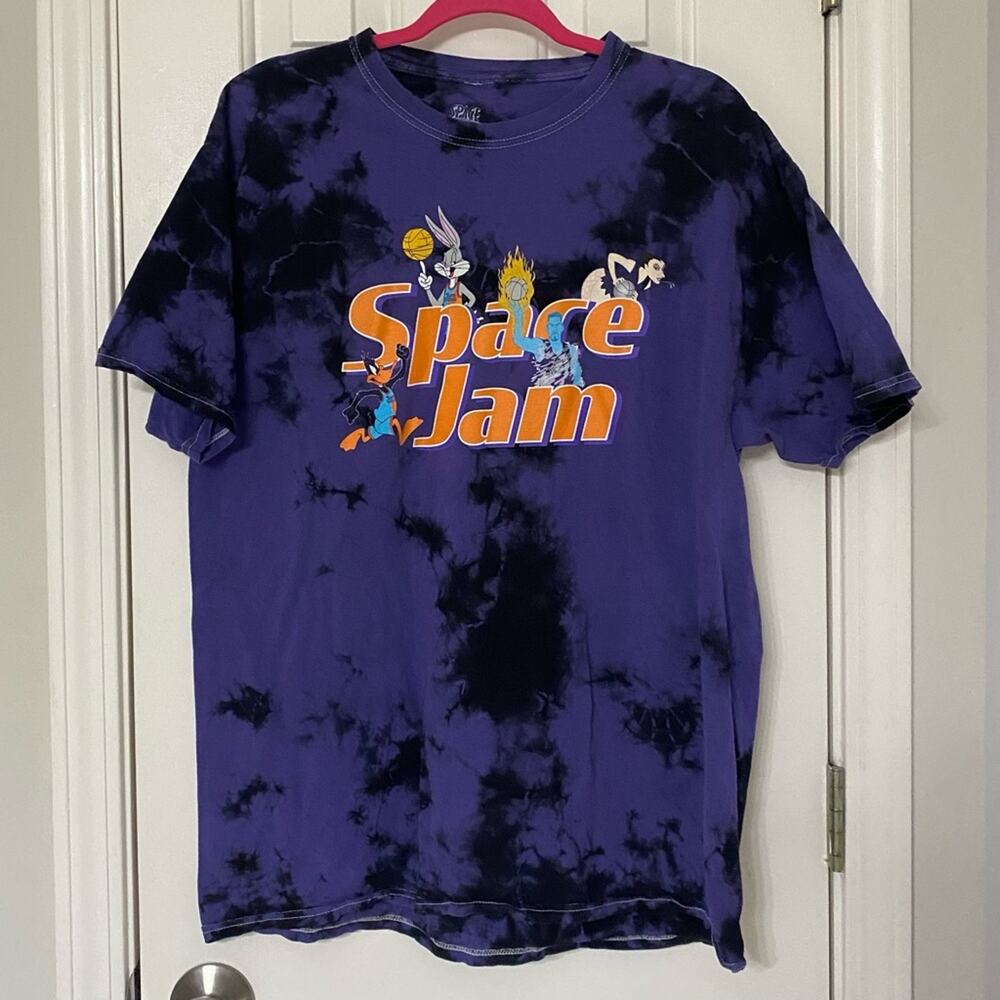 Space Jam Looney Tunes Basketball Purple + Black TieDye Tee T-Shirt